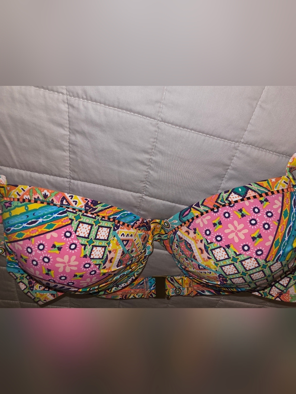 Bleu Rod Beattie-Colorful Printed Bikini Top - Pink Multi - Picture 7 of 7